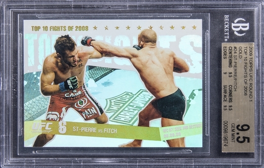 2009 Topps UFC Round 1 Top 10 Fights of 2008 Gold #24 St-Pierre/Fitch (#72/88) - BGS GEM MINT 9.5